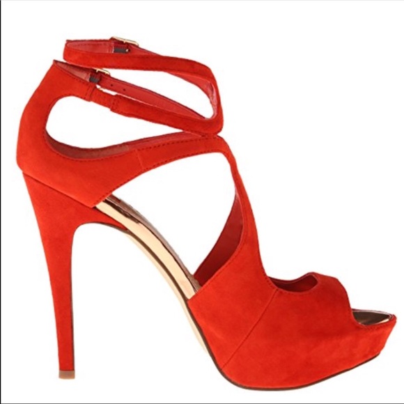 Dolce Vita Red Suede Double Buckle Sandle - Picture 2 of 8